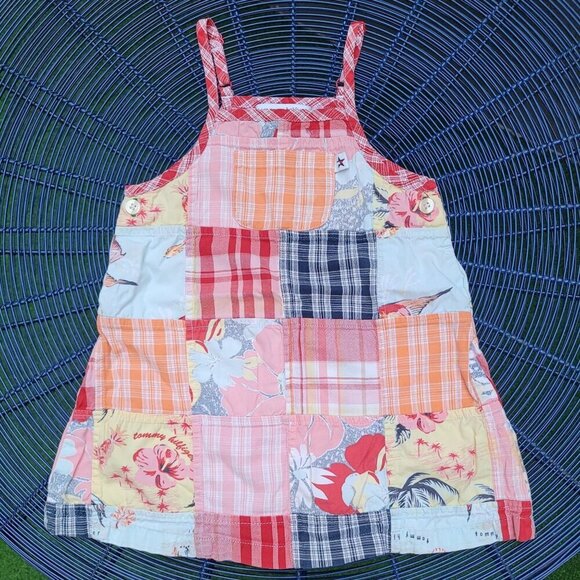 Tommy Hilfiger ✦ Patchwork Sundress 2T ✦ Adjustable Straps Button Accents Cotton - Picture 2 of 12